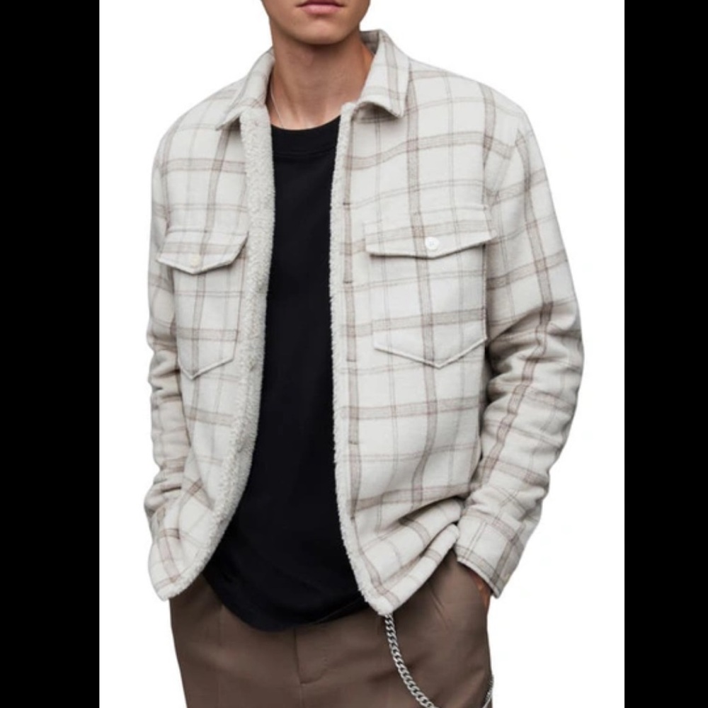 AllSaints Vedder Checked Borg Lined Shirt Jacket